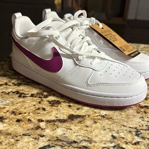 Nike White and Magenta Athletic Shoes